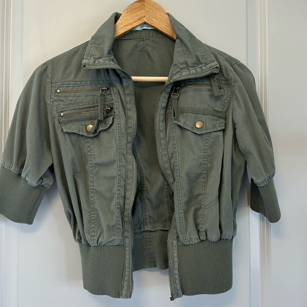 Crop top green Jean jacket